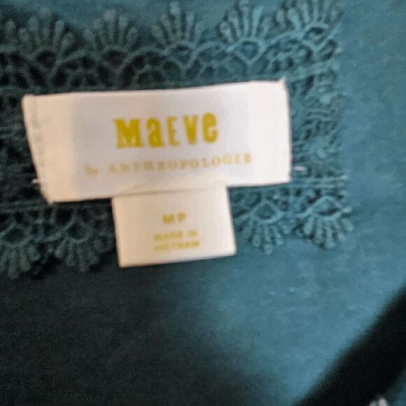 Maeve Anthropologie Malka Polka Dots Faux Wrap Belted Dress Womens Green Size Me - Picture 2 of 5